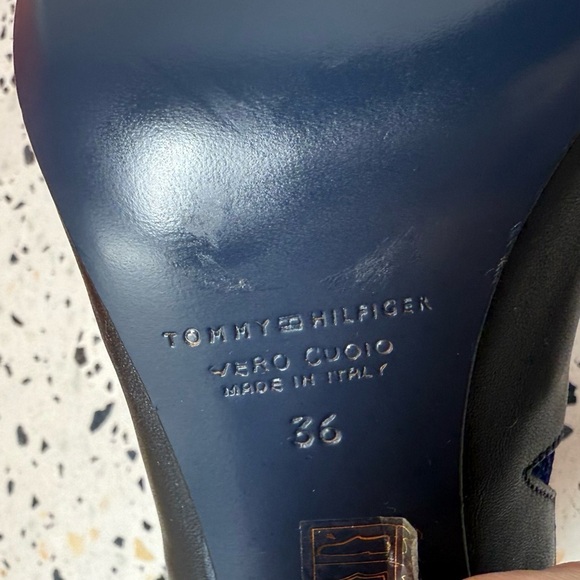 NEW Tommy Hilfiger Leather Metallic Black Star Women’s Peep Toe Boots Sz 36 / 6 - Picture 12 of 12